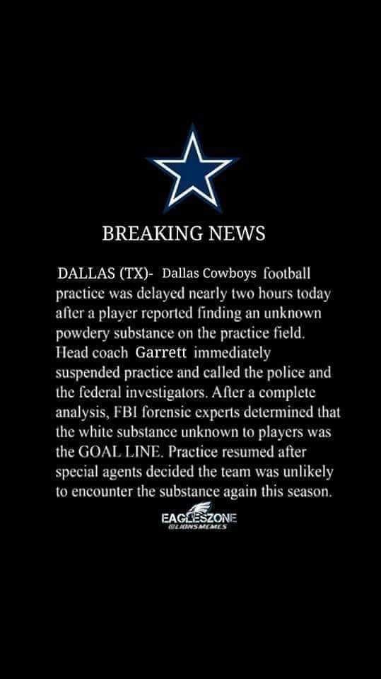 Breaking News. Dallas (TX)- Dallas Cowboys football practice was delayed nearly