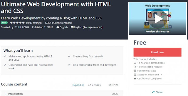 [100% Free] Ultimate Web Development with HTML and CSS