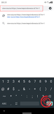 2. Kemudian tambahkan fungsi view-source: dengan format view-source:+alamat web. Sebagai contoh view-source:https://www.kepoindonesia.id, setelah itu tekan Enter