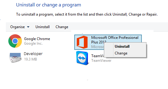 Uninstall MS Office