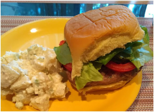 turkey burger with potato salad