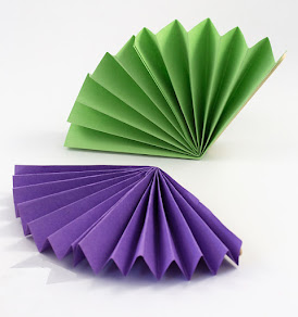 Origami paper folded in fan shape