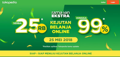 Diskon, bonus, hadiah  dan kejutan Ramadhan di Tokopedia. Semarak Ramadhan Ekstra