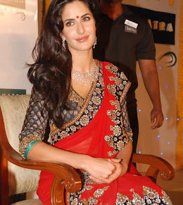 Katrina Kaif hot and sexy in red saree photo at Nakshatra Vivaah collection launch