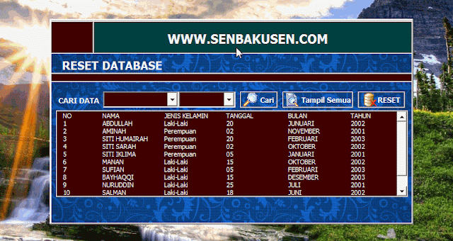 Tombol Hapus/Reset Database Sekaligus Dengan UserForm VBA Excel 