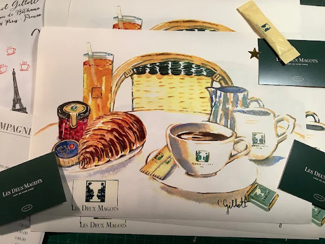 Illustrated letter of breakfast at Cafe le Deux Magots