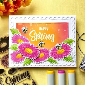 Sunny Studio Stamps: Cheerful Daisies Frilly Frame Dies Sunny Sentiments Spring Themed Card by Lynn Put
