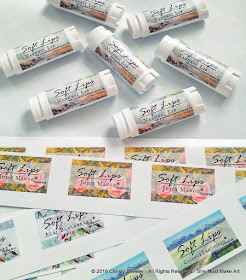 New labels on the empty lip balm tubes, ready to be filled.