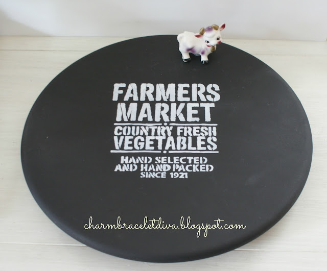 diy painted stenciled farmhouse lazy susan