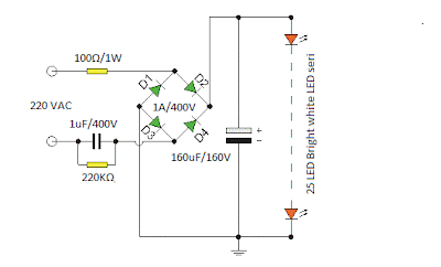 rangkaian LED 220VAC