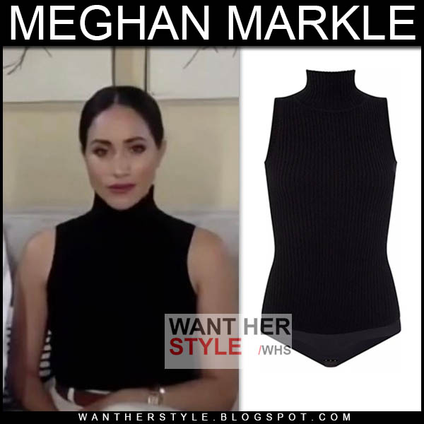 Meghan Markle in black sleeveless high neck top