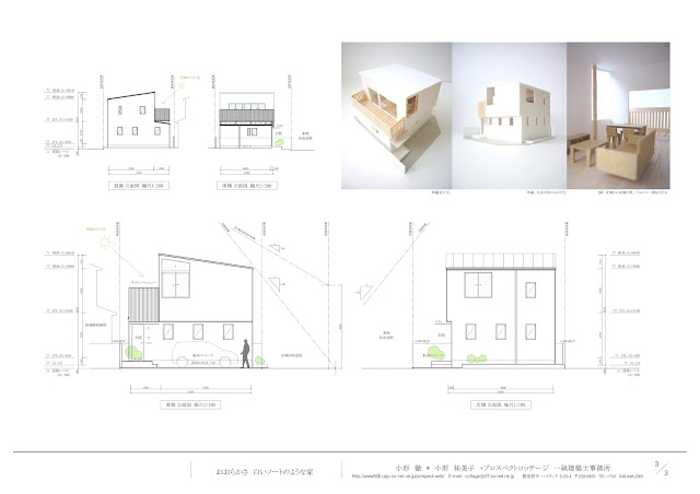 広がりと開放感のあるワンルームを上下に重ねた住まい　立面計画　外観・内観イメージ