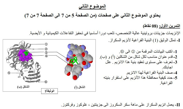 نماذج اختبارات العلوم الطبيعية الفصل الاول للسنة الثالثة ثانوي