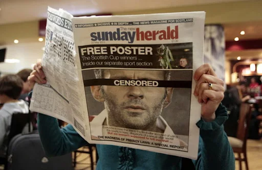 The Sunday Herald newspaper printed a barely disguised picture of Ryan Giggs on its front cover