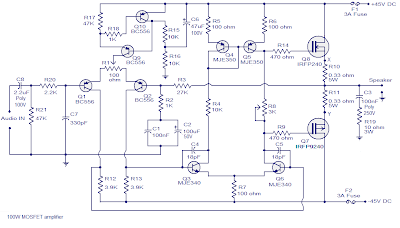 100W MOSFET Power Amplifier based on IRFP240