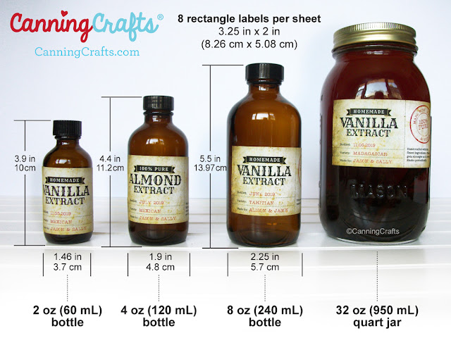 Custom Vintage Vanilla Extract rectangle amber bottle labels