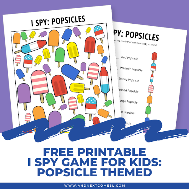 Popsicle themed I spy game for kids