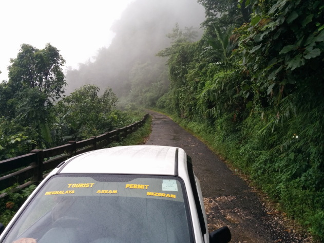 A drive in the clouds at Cherrapunji, Meghalaya