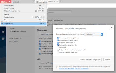 Come cancellare la cronologia su Opera