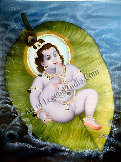 Vishnu lying on the leaf that floats on the waters of doom