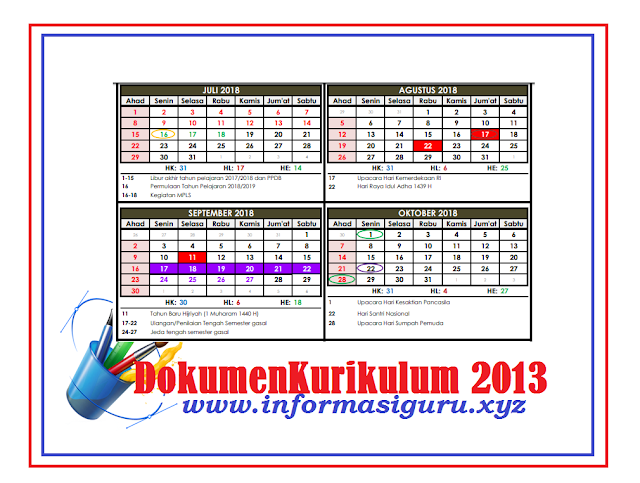 Kalender Pendidikan 2018-2019 Provinsi Kemenag Jawa Tengah