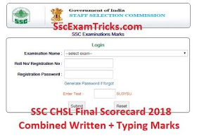 SSC CHSL Scorecard Marks