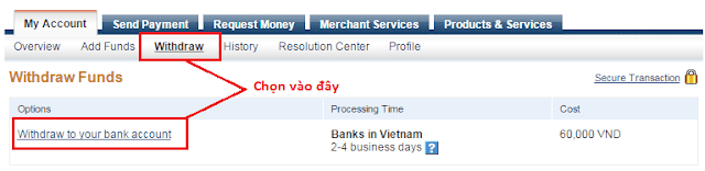Bước 1 - Hướng dẫn rút tiền từ Paypal về Việt Nam