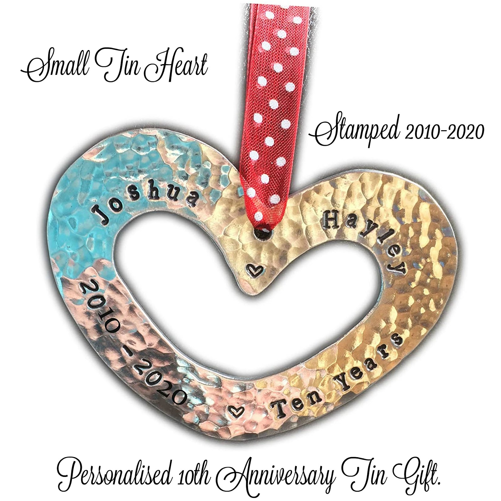 a 10th anniversary tin heart