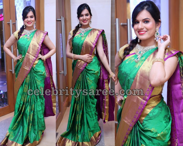 Karnica Karda Green Silk Saree