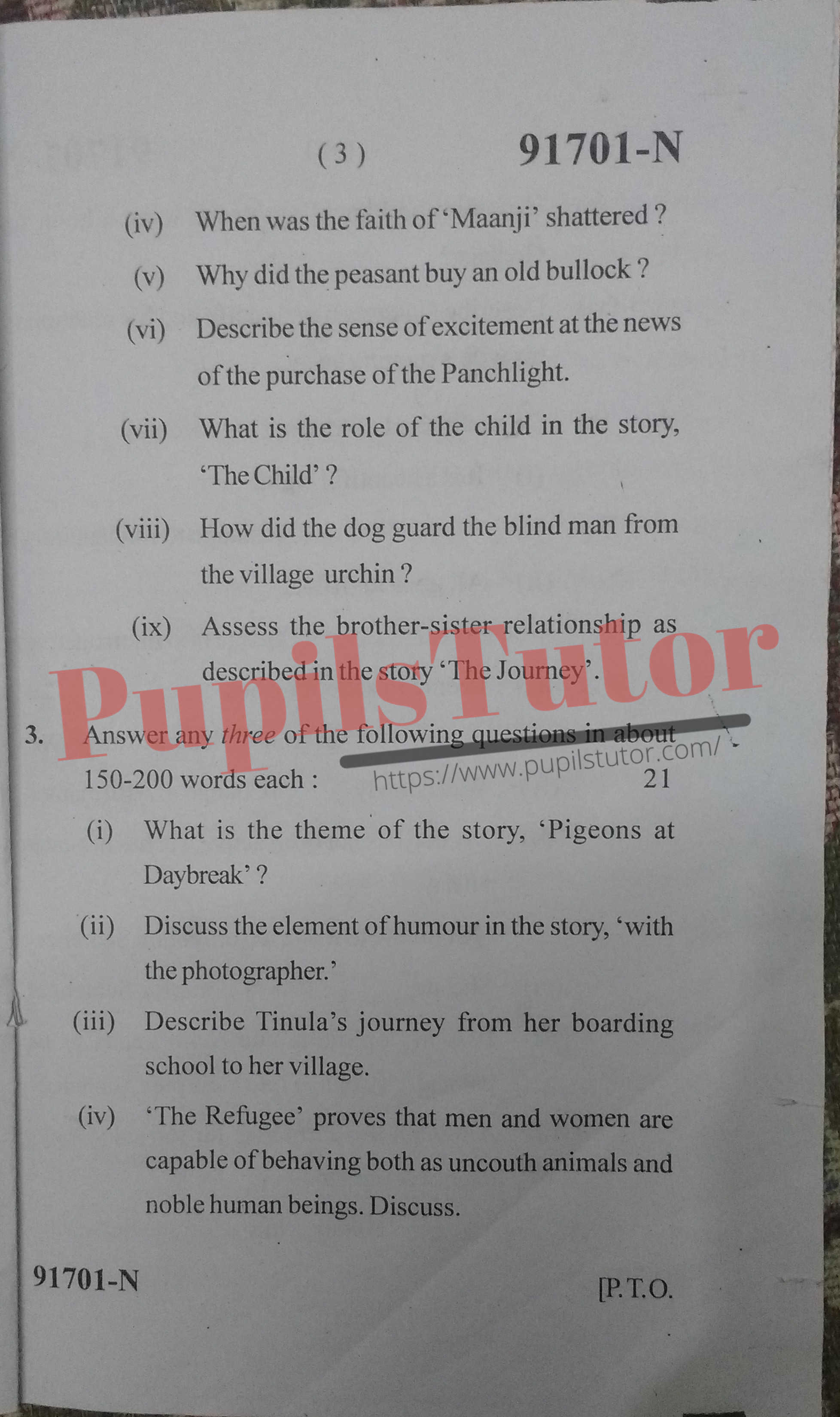 Free Download PDF Of M.D. University B.A. Second Semester Latest Question Paper For English Subject (Page 3) - https://www.pupilstutor.com