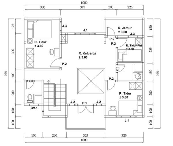 Denah Rumah 2 Lantai Luas Tanah 10x11 Meter  Desain Denah 