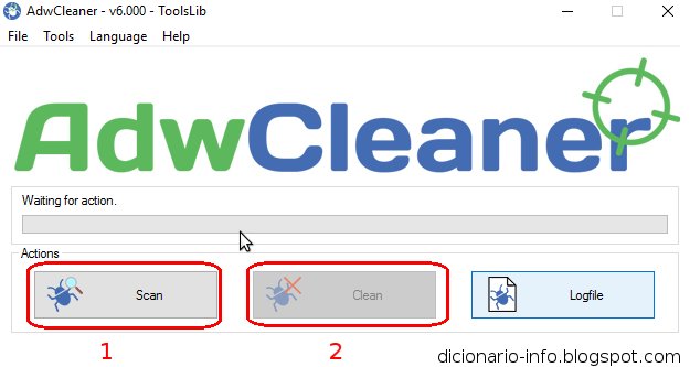 Usando o Adwcleaner para remover virus, spyware e adware.