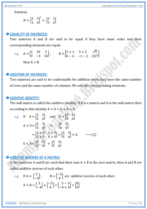 matrices-definitions-and-formulae-mathematics-10th