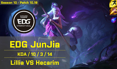 EDG JunJia Lillia JG vs SB Natalie Hecarim - KR 10.19