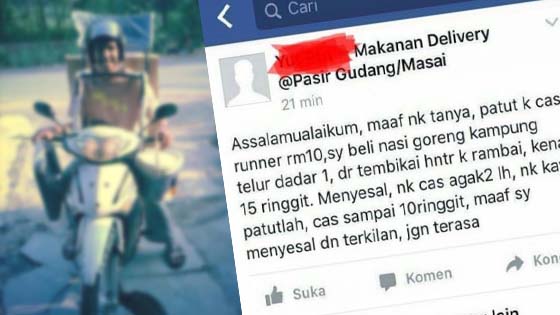 Dituduh Tamak Caj RM10 Untuk Hantar Makanan, Jawapan Runner Ini Paling Win