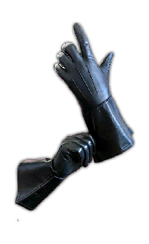 Cut out of black leather glove hands
