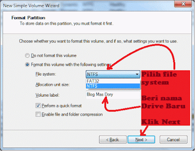New Simple Volume Wizard, Format Partisi Klik Next Blog Mas Dory