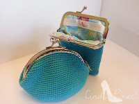 Turquoise Crochet Coin Purse Kiss Klasp Porta-moedas Niqueleira em Crochet Turquesa Fecho Beijinho