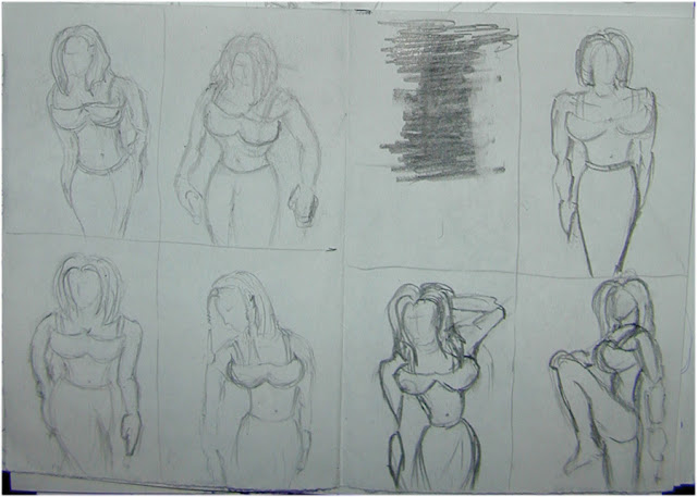 Female Poses hand sketch drawings 2.