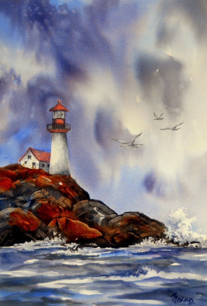 Martha Kisling Art With Heart : A Lighthouse, Seagulls and Stormy Skies