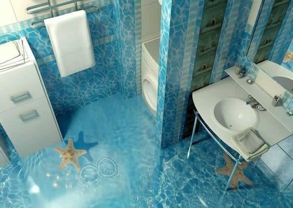  3D-leveling flooring designs for bathroom floor 