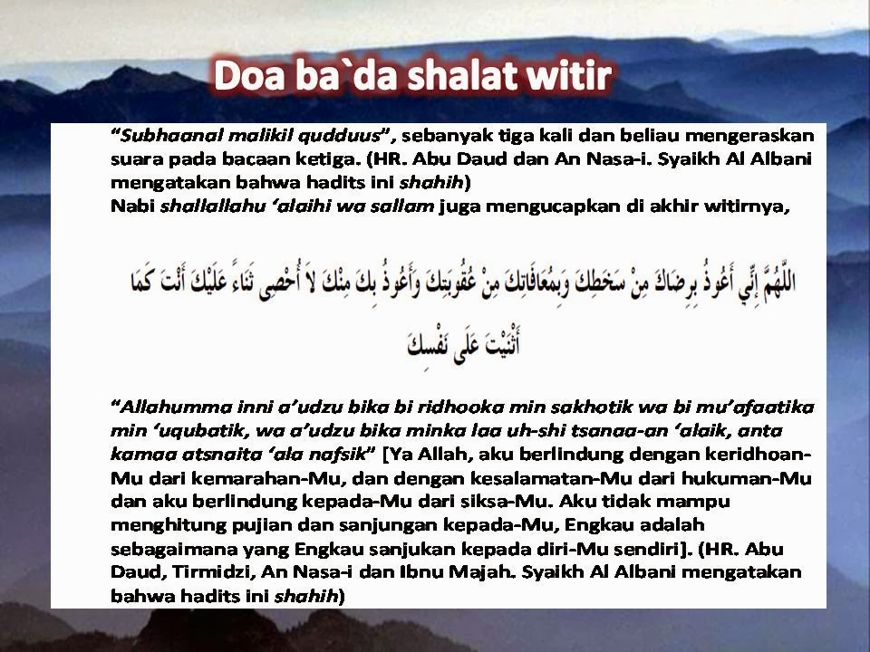 BUYA MUDO: Doa Setelah Shalat Witir