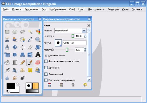 интерфейс Gimp 2.6.8