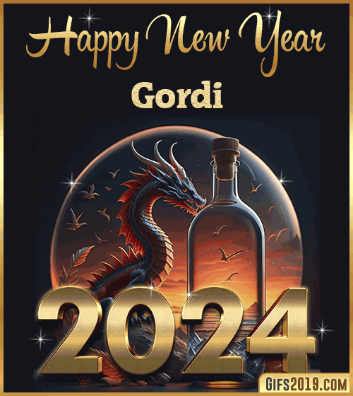 Dragon gif wishes Happy New Year 2024 Gordi