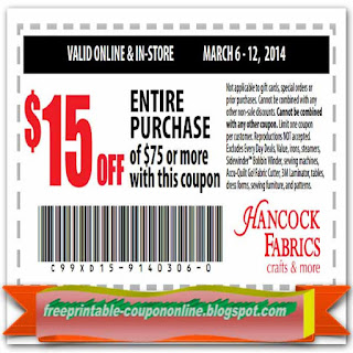 Free Printable Hancock Fabrics Coupons