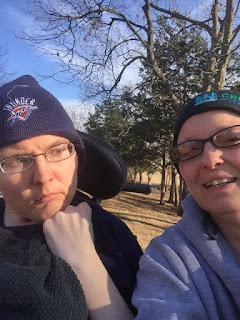 chris and i outside at the park in Norman, OK