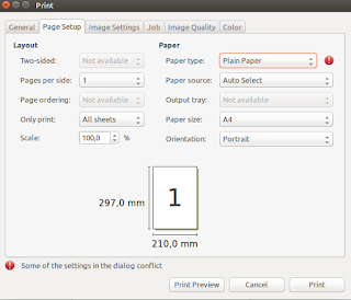 Pengaturan printer saat akan mencetak dengan GIMP