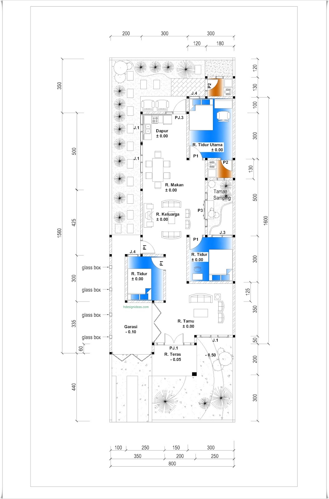 Denah Rumah 8 X 16 Lahan 8 X 23 M Memanjang Kebelakang Home Design