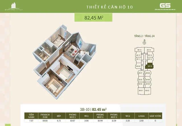 Căn hộ 82m2 Green Bay Hạ Long