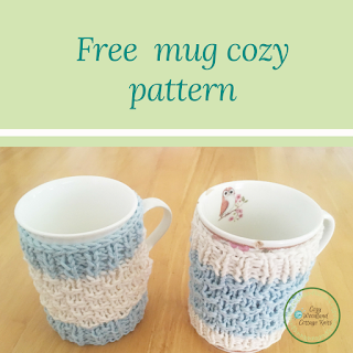 Picture of free mug cozy knitting pattern